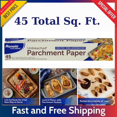 #ad Reynolds Kitchens Unbleached Parchment Paper Roll 45ft x 12in Non Stick Baking $5.66