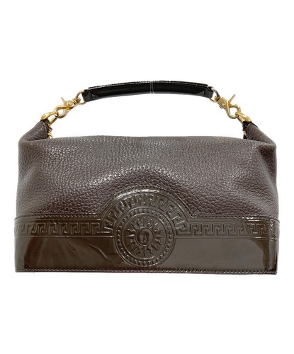 VERSACE Handbag Leather Brown Authentic From Japan