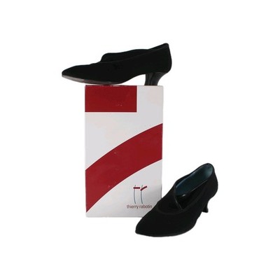 Thierry Rabotin Heels Remy Sz 38 Black Ankle Micro Fiber Leather 2'' Heel