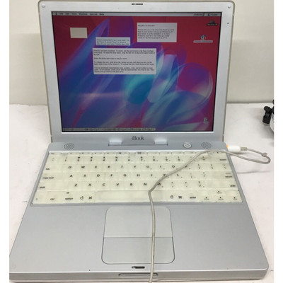 Vintage Apple iBook A1005 G3 Laptop PowerPC 600 MHz 128MG Mac OS X No Adapter