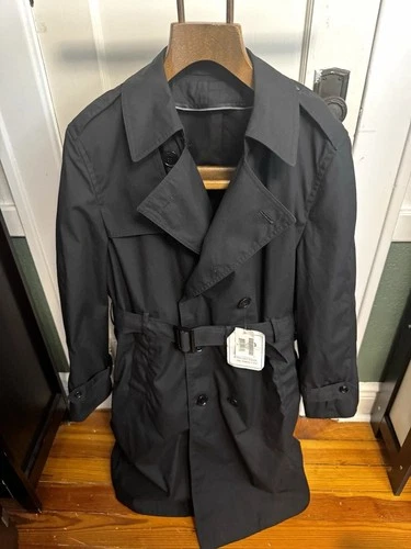 DSCP Garrison Collection Men's Black Long Belted Lined Twill Trench Coat 40R - product listing photo