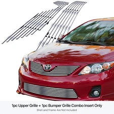 Fits 2011-2013 Toyota Corolla Stainless Steel Chrome Billet Grille Insert Combo