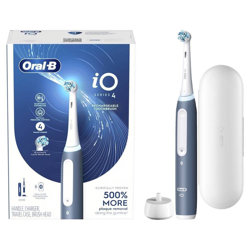 Электрическая зубная щетка Oral-B iO4 Slate Blue с микровибрациями и четырехъядерным таймером Bluetooth 1149000₽