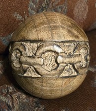 Large Carved Wooden Ball Bowl Filler Chain Motif