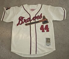 Hank Aaron Atlanta Braves Authentic Mitchell & Ness Jersey 40M 1957 World Series