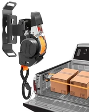 Retractable Truck Bed Ratchet Strap for Dodge Ram, Dual-Pivot 360 Rotation