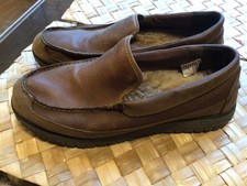 L.L. Bean All Week Brown Leather Sherling Slippers Men's Sz11M EUC 512403 Shoes