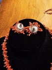 Vintage Orange Branch Coral Necklace And  Pierced Earrings Beach Jewelry Set — photo 4