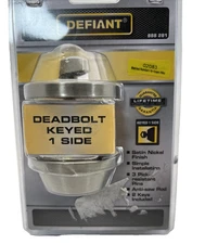 Keyed Entry Single Cylinder Deadbolt Lock Satin Nickel Finish Defiant 888 281