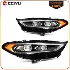 Pair Full LED Headlights Assembly For 2017-2020 Ford Fusion w/Projector LH+RH