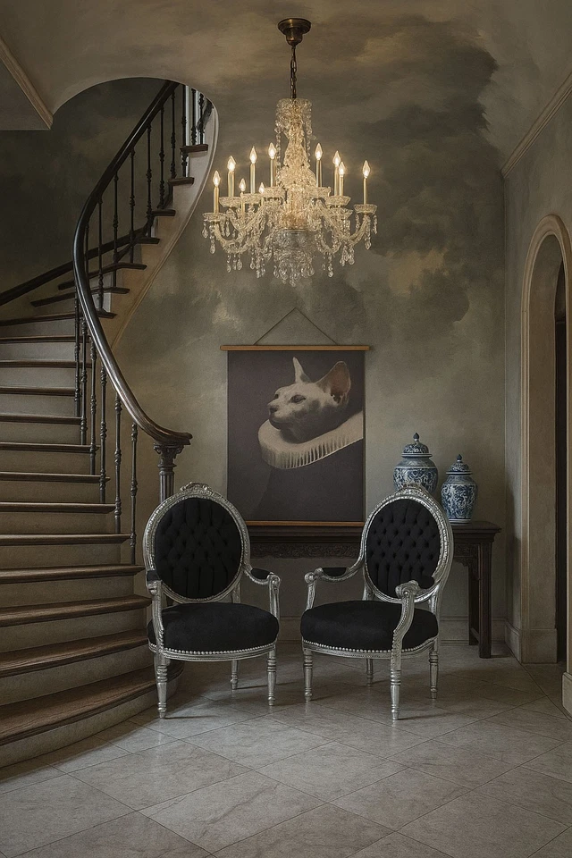 Dos Sillas Barrocas Con Brazos Antiguas Juego De Sillas De Chimenea Plata Negro - Imagen 2 de 4