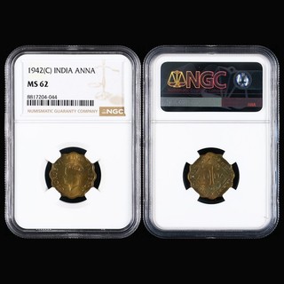 1942C British India ANNA GEORGE VI NGC MS 62