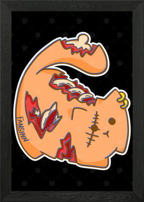 Cat Zombie Halloween Kitty Framed Wall Art Poster Canvas Print Picture
