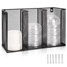 Wall Mount Coffee Cup Lid Holder Organizer 3 Compartments Coffee Cup Lid Disp...