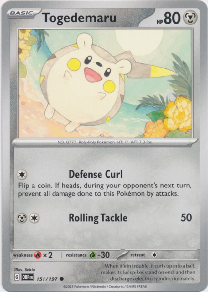 Togedemaru - 151/197 - Common (Hp) Obsidian Flames - Metal Pokémon