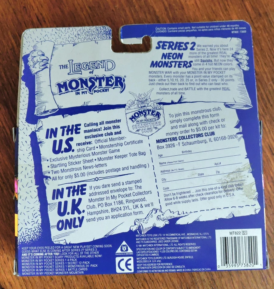 Monsters In My Pocket Series 1991 2/Colores Neón 30 Pt Caja Abierta Juego Completo Foto 2 de 4
