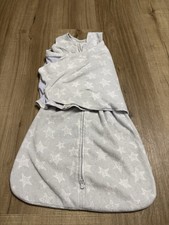 Halo Fleece Sleep Sack Swaddle Gray With White Stars Size Small 3-6 Months