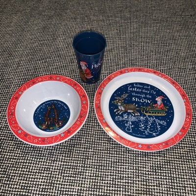 Stickman Weihnachten Essgruppe - Nagelneu - Teller, Tasse und Schüssel - Stick Man
