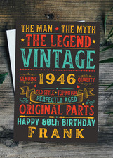 Personalised 80th Birthday Card For Him Vintage Male 1946 Any Name 80 Years Old