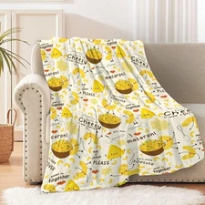 Mac and Cheese Blanket Cute Throw Flannel Gift Kids Soft Warm 40x50 Inch