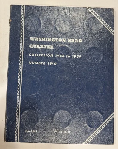 35 Washington Silver Quarters Whitman Album 1946-1959 Complete Except 1955-D