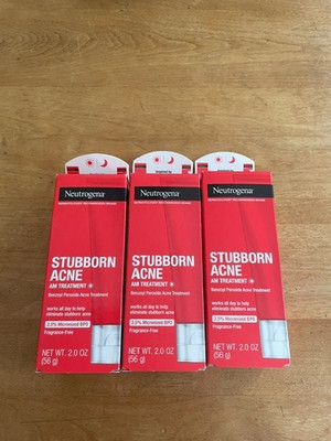 3 Neutrogena Stubborn Acne AM Treatment Fragrance Free 2oz
