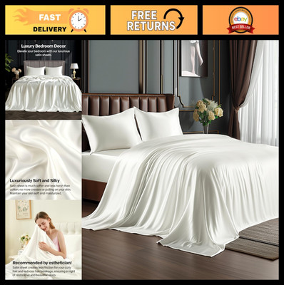 Luxury King Size Ivory White Bed Sheets Set - Soft 100% Polyester, Deep Pocket,