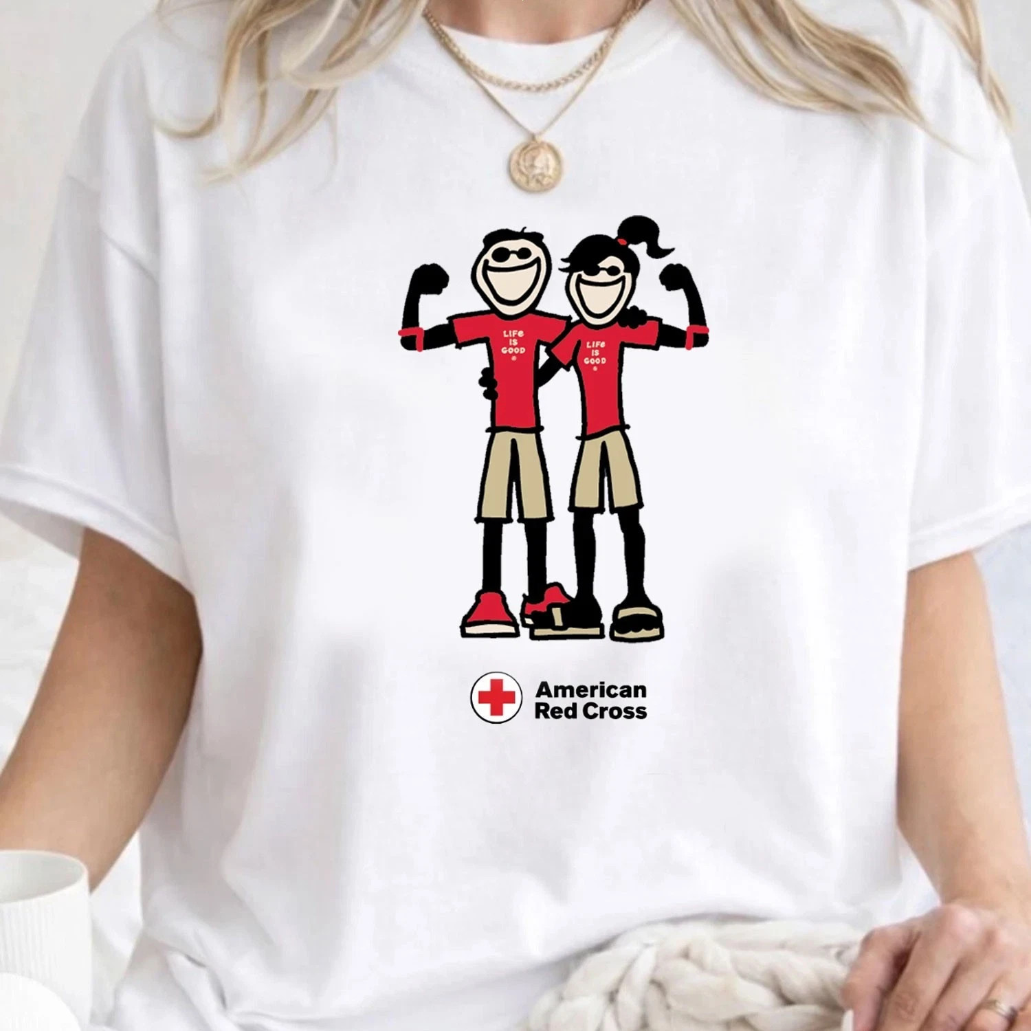 Life Is Good Give Blood Shirt, Red Cross Give Blood Graphic T-Shirt