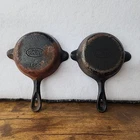 PAIR (2) VINTAGE WAGNER WARE 1050A & 1050C  CAST IRON MINI Skillet