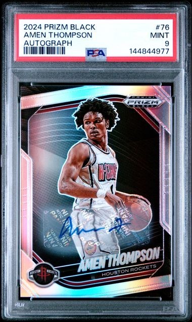 2024 Prizm Black #76 Amen Thompson Silver Auto PSA 9 MINT Houston Rockets