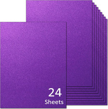 Purple Glitter Cardstock 8.5 X 11 Thick Paper, 24 Sheets Sparkly Cardstock No Sh