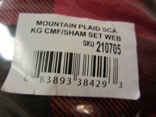 Eddie Bauer KING 3 Pc Comforter Set Cotton Mountain Buffalo Plaid Red & Black - Picture 6 of 11