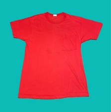 Vintage 90s Fruit Of The Loom Made In USA Blank Blank Red Pocket T Shirt size L