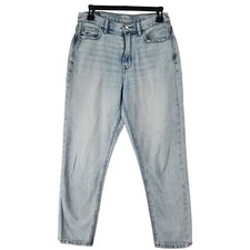 American Eagle Woman's Mom Straight Jean Size 4 Short Light Blue High Rise