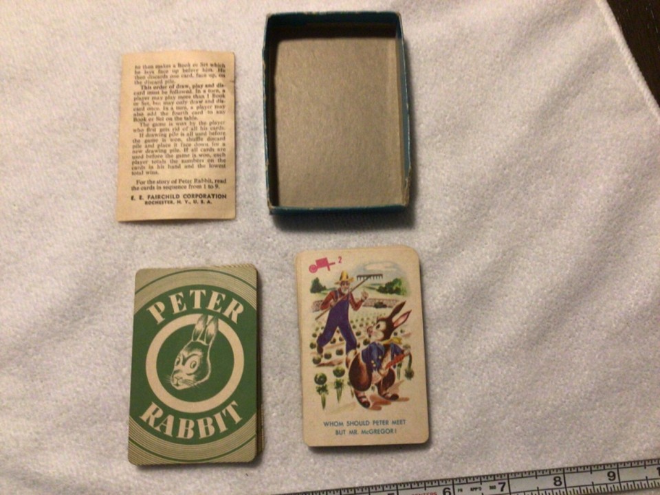 Peter Rabbit Rummy Card Game Vintage Peter Rabbit Rummy Card Game Fairchild w/ALL 36 CARDS-MISSING ...