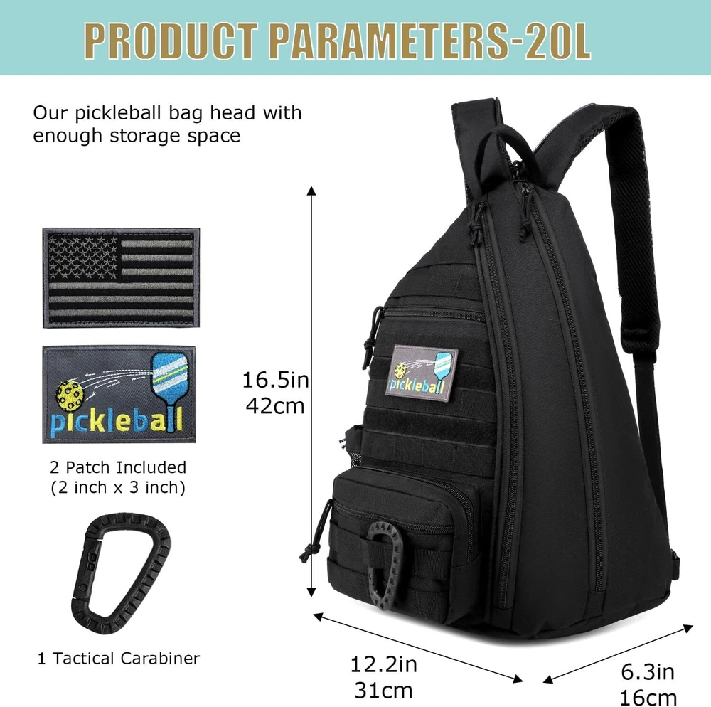 Pickleball Bag Tactical Pickleball Backpack For Women Men Adjustable Sling Bag