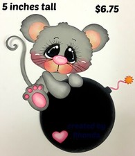 MOUSE WITH BOMB VALENTINE'S DAY scrapbook premade paper piecing die cut Rhonda
