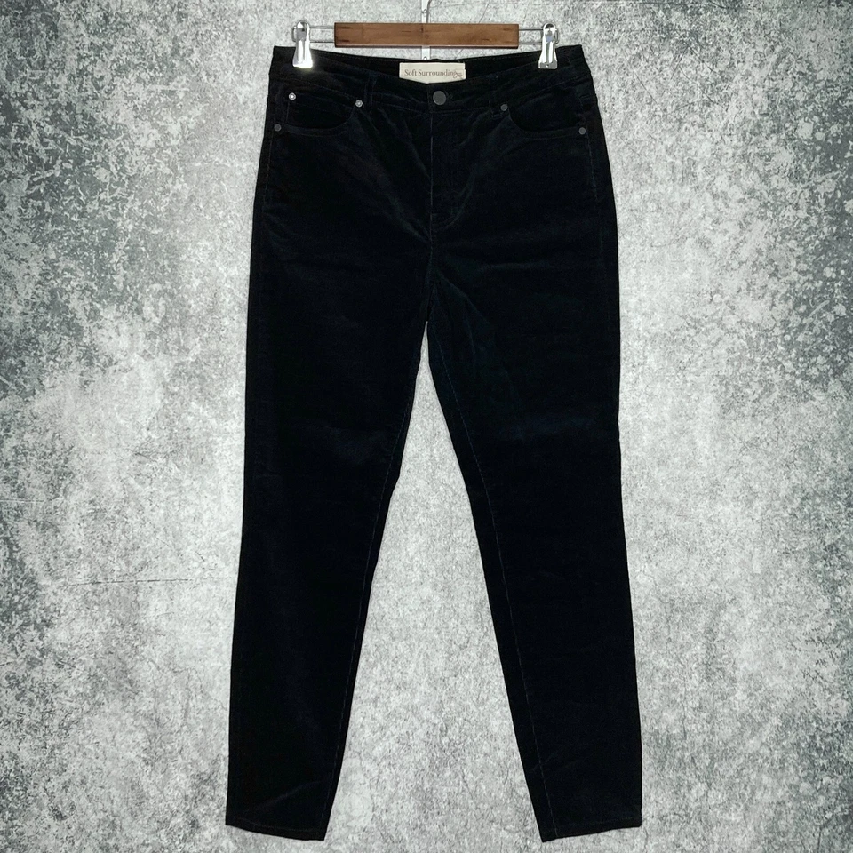 Soft Surroundings Mujer Pantalón Adelgazante Pana Talla 8 Elástico Negro Sólido Foto 2 de 4