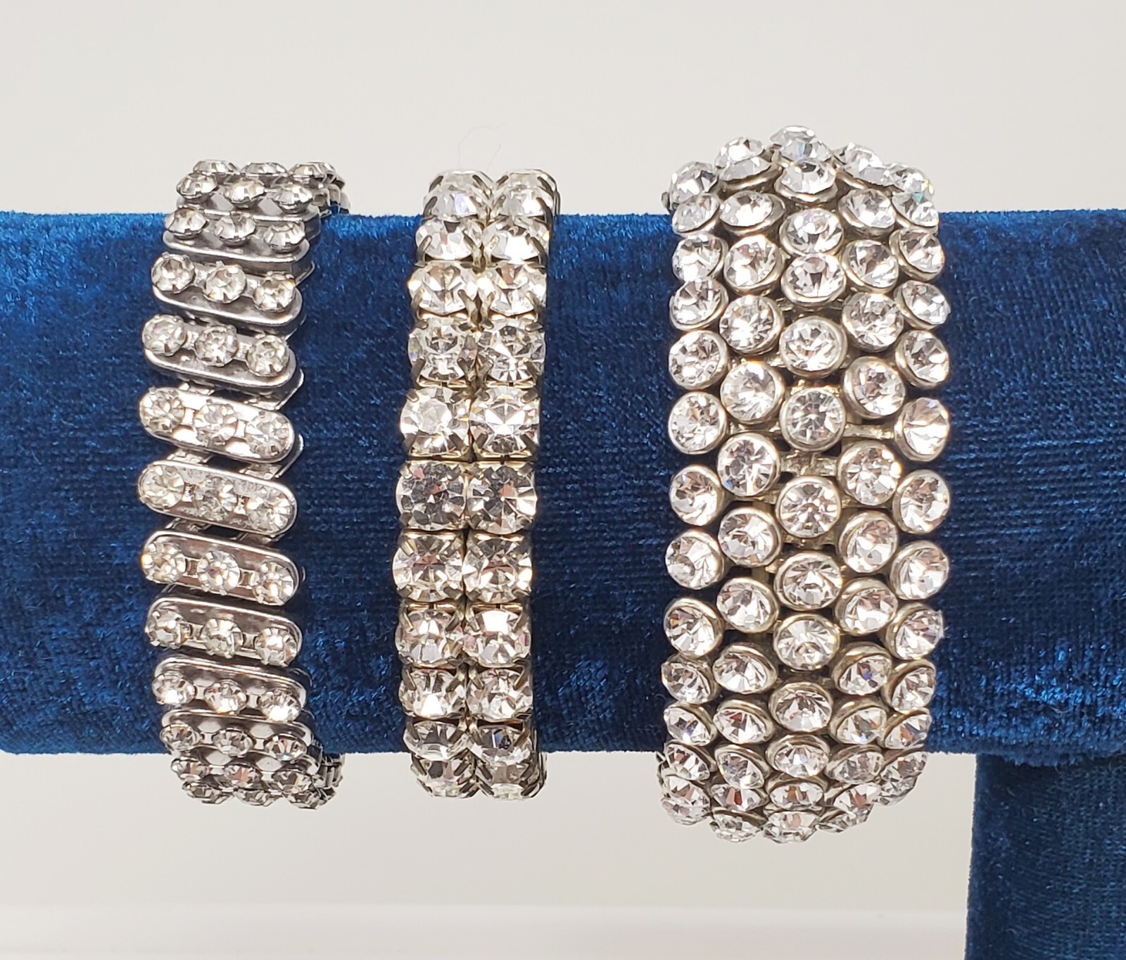 Three Clear Rhinestone Stretch Bracelets - One ma… - image 2
