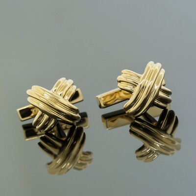 Tiffany & Co. Signature X Cufflinks Vintage 1992 Men's Jewelry 18K