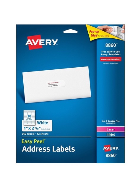 Avery Dual Tech Permanent Mailing Labels 1 X 2 625 White Pack Of 