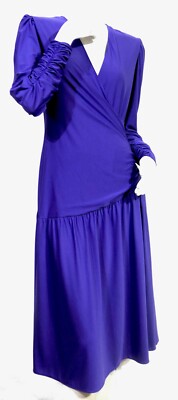 Vintage 70s Ellen Hart Ruched Drop Waist Purple Nylon Stretch Midi Dress S M | eBay Vintage 70s Ellen Hart Ruched Drop Waist Purple Nylon Stretch Midi Dress S M | eBay