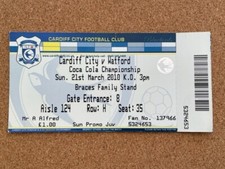 2009/10 CARDIFF CITY V WATFORD 21-03-2010 CHAMPIONSHIP MATCH TICKET