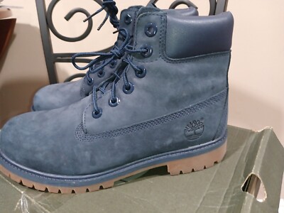 Timberland Junior 6-Inch Premium Waterproof Boots Navy Nubuck Size- 6Y