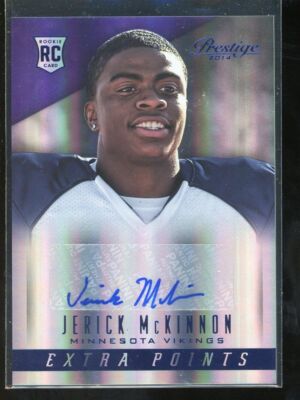 Jerick McKinnon 2014 Panini Prestige Rookies Extra Points Blue Signatures Auto