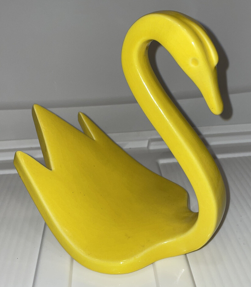 Vintage bold yellow ceramic swan figurine art sculpture