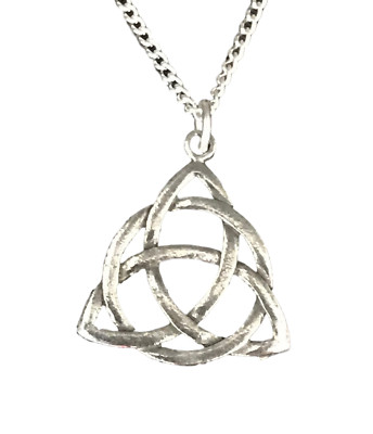 Keltischer Triquetra Knoten Anhänger mit Kette Handarbeit aus massivem Zinn (WA) CTKPP