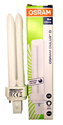 OSRAM Kompaktleuchtstofflampe Dulux D G24d-2 18W/840 cool white Neutral 34x146mm