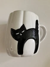 Potter's Studio Halloween Rib Black Cat Halloween Mug Used Very Good Condition