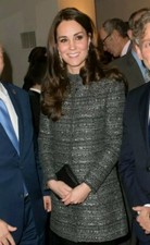 Tory Burch Bettina Coat Gray Metallic Tweed Wool Size Uk 6